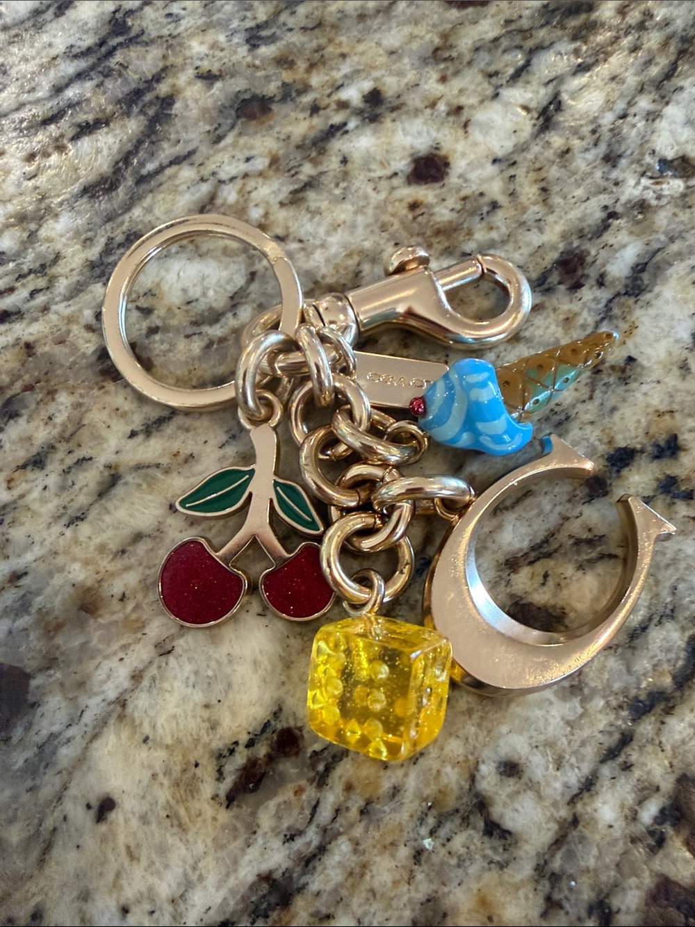 C Charm Cluster Bag Charm/Keychain, Gold/Mixed Enamel- - Picture 6 of 6
